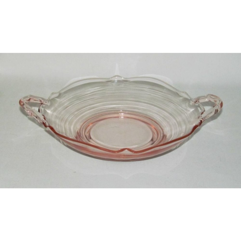 Lancaster Glass  No.901 Pink Two-Handled Medium Scalloped Candy Bowl